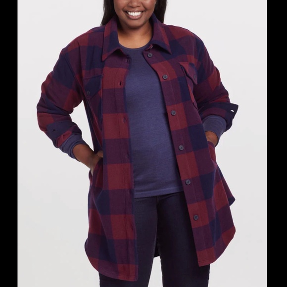 Woolx SUTTON Shacket in Cranberry Navy Checkered - Picture 1 of 4